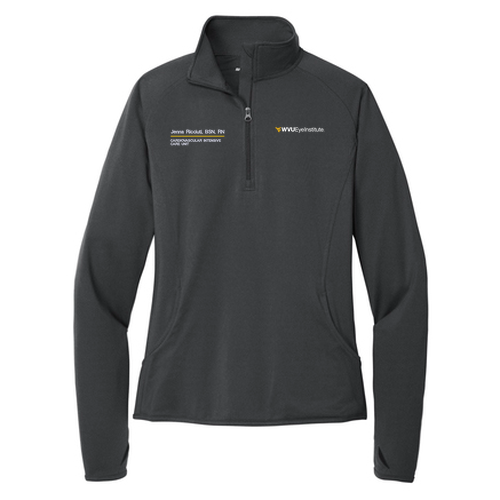 Embroidered Sport Tek Ladies Sport Wick Stretch Half Zip Pullover -- Charcoal Grey