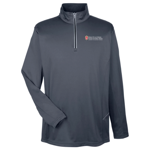 UltraClub Mens Cool & Dry Sport Quarter Zip Pullover -- Charcoal