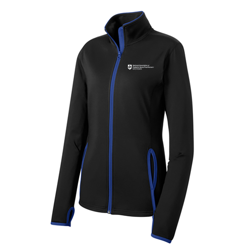 Ladies Sport Wick Stretch Contrast Full Zip Jacket -- Black / True Royal