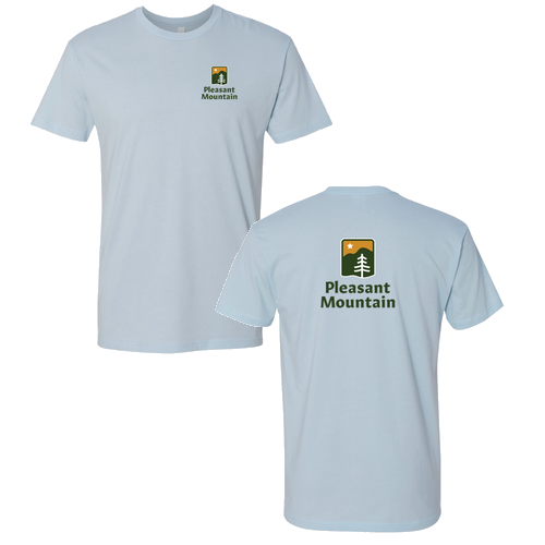 Pleasant Mountain Logo 2 Full color -- Short Sleeve Light Blue