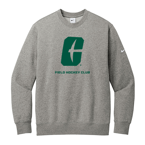 Nike Club Fleece Sleeve Swoosh Crew -- Dark Grey Heather