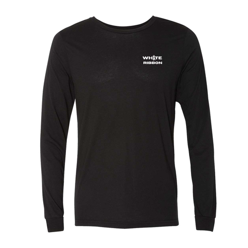 Mens/Unisex White Ribbons Affairs Bella Canvas Triblend Long Sleeve Tee -- Black Heather
