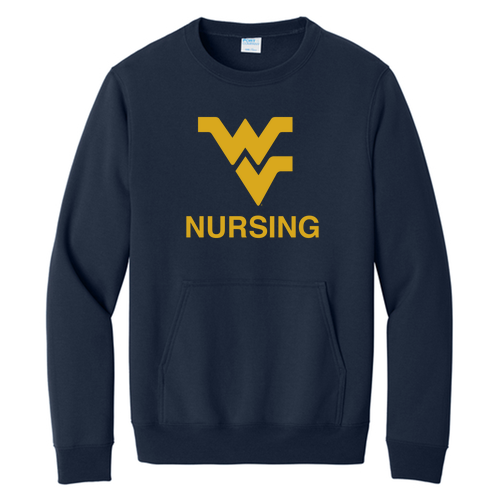 Port & Company Core Fleece Crewneck Pocket Sweatshirt -- True Navy