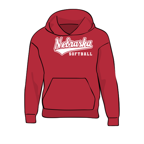 Nebraska Softball Youth Hoodie -- Red