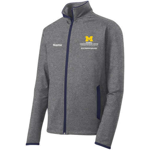 Sport-Tek Sport Wick Stretch Contrast Full Zip Jacket -- Charcoal Grey Heather / True Navy