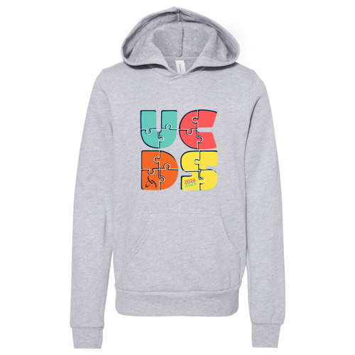 Bella Canvas Youth Sponge Fleece Hooded Sweatshirt Puzzle -- Athletic Heather