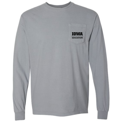 Hawkeye Teachers Comfort Colors Unisex Garment-Dyed Heavyweight Long Sleeve Pocket T-Shirt -- Granite