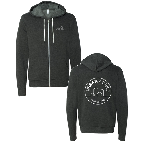 Bella Canvas Unisex Full-Zip Hooded Sweatshirt -- Dark Grey Heather