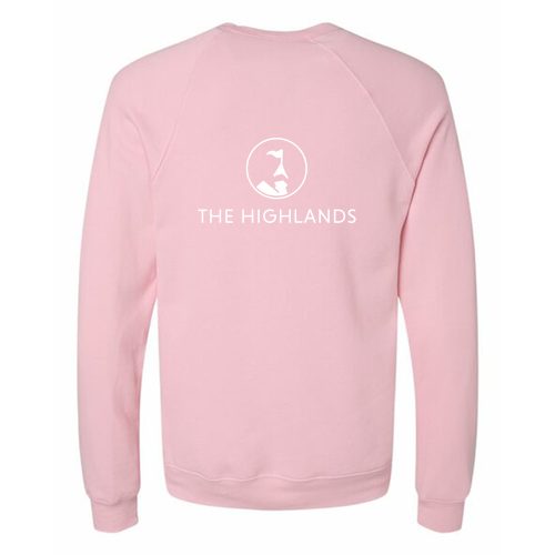 The Highlands Logo 2 White Ink -- Raglan Sweatshirt Pink