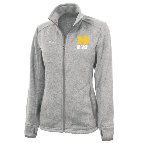 Ladies Charles River Heathered Fleece Jacket -- Light Grey Heather