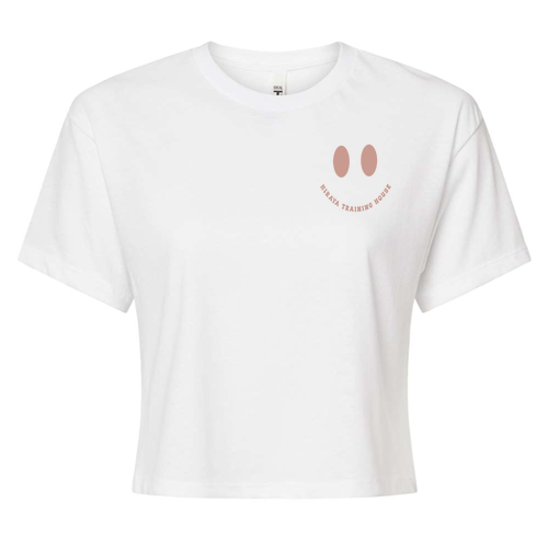 Peace Love Strength Women's Crop Top -- White