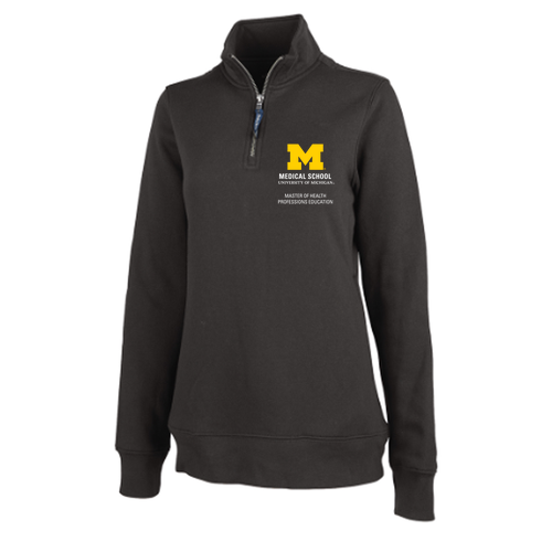 Ladies Charles River Crosswind Quarter Zip Sweatshirt -- Dark Charcoal
