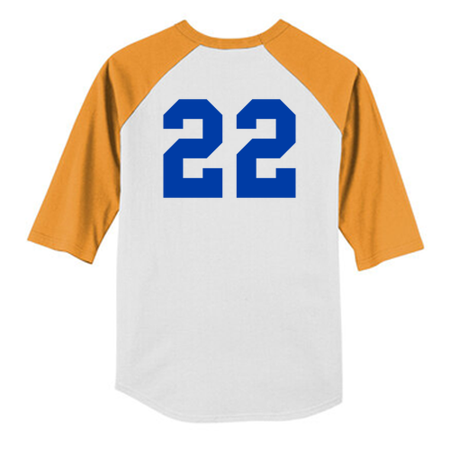 Sport Tek Youth Colorblock Raglan Baseball T-Shirt -- White/ Gold
