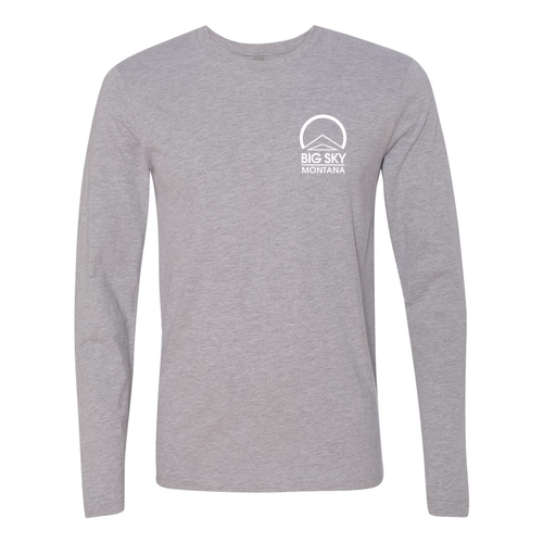 Big Sky Montana Logo 2 White Ink -- Long Sleeve Heather Grey
