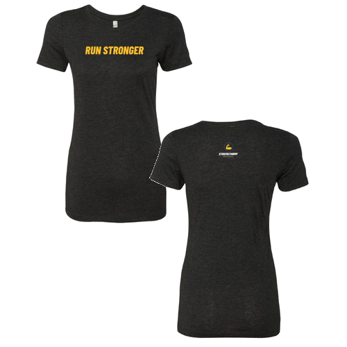 Run Stronger -Ladies Tri Blend Crew -- Vintage Black