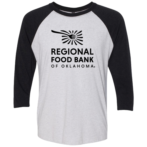 Next Level Unisex Tri-Blend 3/4 Sleeve Raglan -- Heather White / Vintage Black