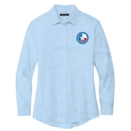 Mercer+Mettle Women's Long Sleeve Stretch Woven Shirt -- Air Blue End On End