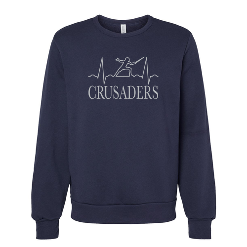 Fencing Heartbeat Bella+Canvas Sponge Fleece Classic Crewneck Sweatshirt -- Navy
