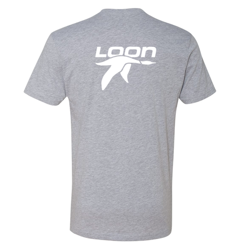 Loon Logo 2 White Ink -- Short Sleeve Heather Grey