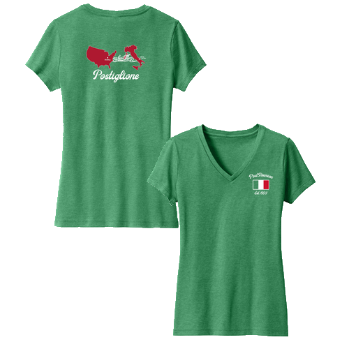 District Made Ladies Perfect Blend V-Neck Tee -- Heathered Kelly Green