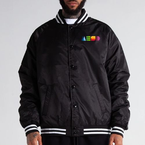 Shaka Wear Men's Varsity Bomber Jacket -- Black