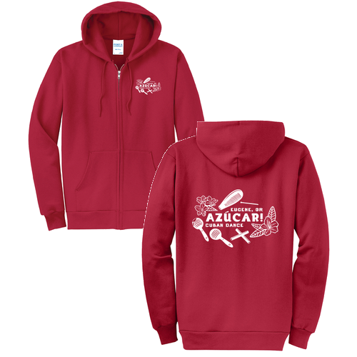 Mens Classic Full Zip Hooded Sweatshirt -- Red