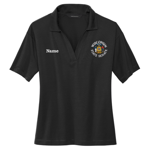 Mercer+Mettle Women's Stretch Jersey Polo -- Deep Black (Embroidery)