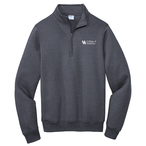 Port and Company Core Fleece Quarter-Zip Pullover Sweatshirt -- Heather Navy