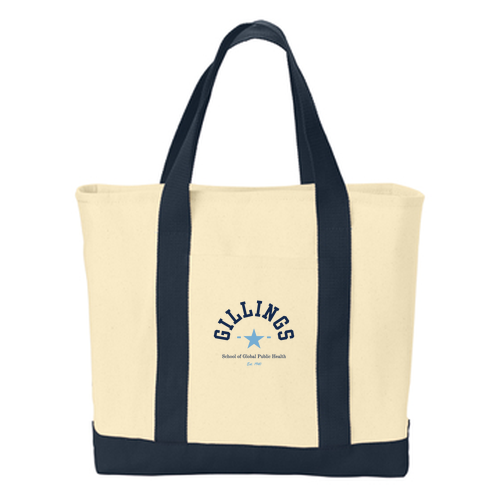Port Authority Ideal Twill Two-Tone Shopping Tote -- Natural / Navy
