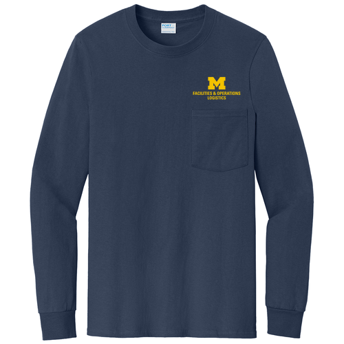 Mens/Unisex Port & Company Tall Long Sleeve Essential Pocket Tee -- Navy, Logistics, $29