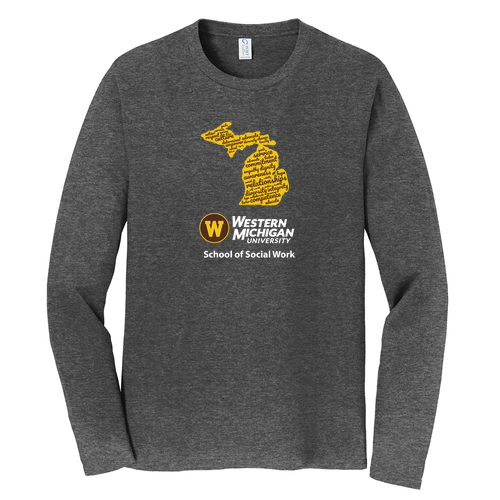 School of Social Work State of Michigan Port & Company Long Sleeve -- Dark Heather Grey