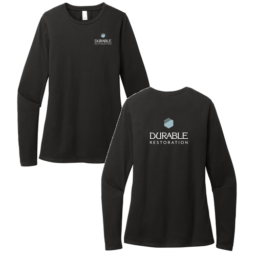 District Women's Perfect Blend CVC Long Sleeve Tee -- Black