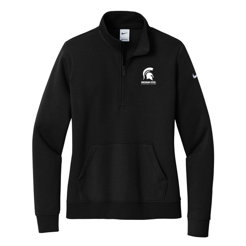 Nike Ladies Club Fleece Sleeve Swoosh 1/2 Zip -- Black