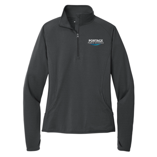Sport Tek Ladies Sport Wick Stretch Half Zip Pullover -- Charcoal Grey