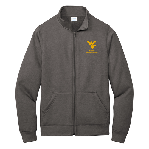 Embroidered Port and Company Core Fleece Cadet Full-Zip Sweatshirt -- Dark Heather Grey