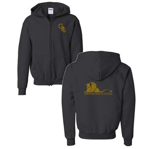Gildan Full Zip Youth Hooded Sweatshirt -- Black