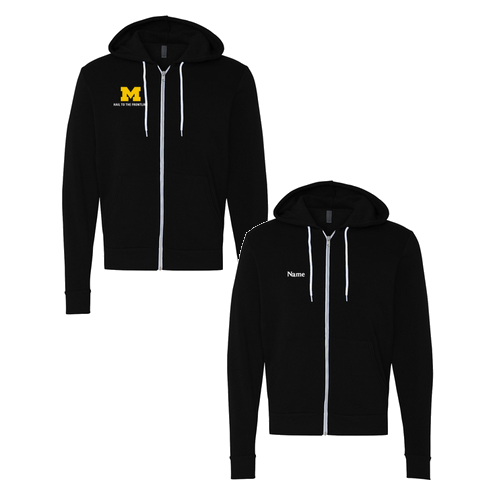 Mens/Unisex Bella Canvas Soft Full-Zip Hooded Sweatshirt -- Black