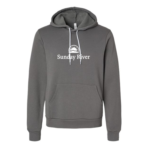 Sunday River Logo 1 White Ink --Pullover hooded sweatshirt Asphalt