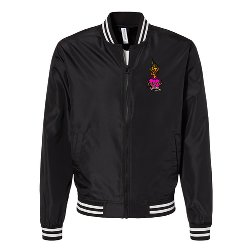Independent Trading Co. Lightweight Bomber Jacket -- Black / White Stripe