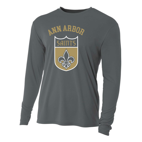 Mens/Unisex A4 Longsleeve Cooling Performance Wicking Tee -- Graphite