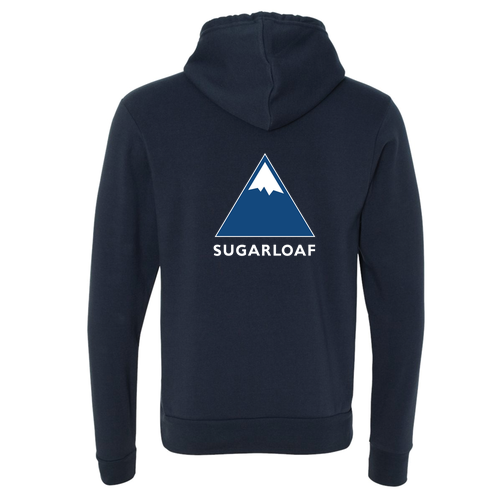 Sugarloaf Logo 2 Blue and White Ink -- Pullover Hooded Sweatshirt Navy