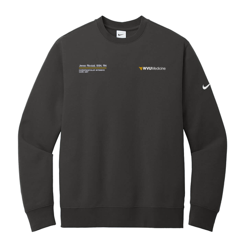 Nike Club Fleece Sleeve Swoosh Crew -- Anthracite