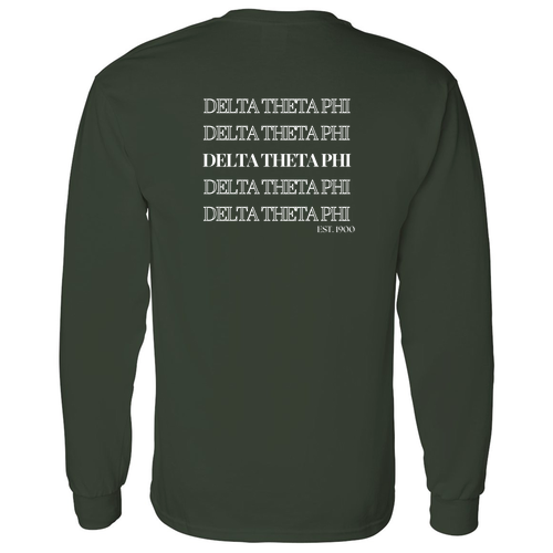 Delta Theta Phi Heavy Cotton Longsleeve Basic T-Shirt -- Front & Back Print
