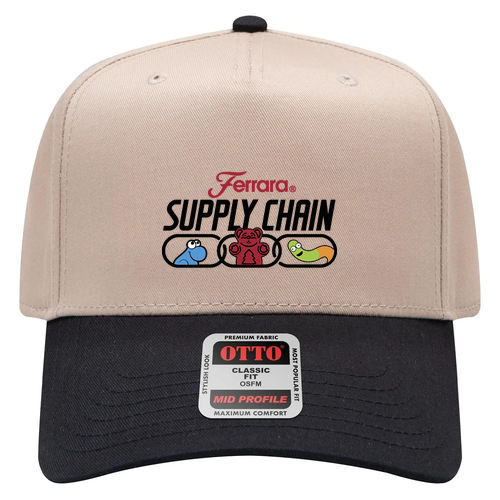 OTTO CAP 5 Panel Mid Profile Baseball Cap -- Khaki/Black