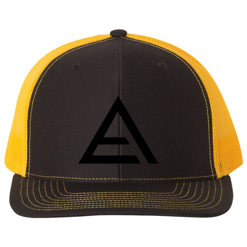 Richardson Snapback Trucker Cap -- Black / Gold