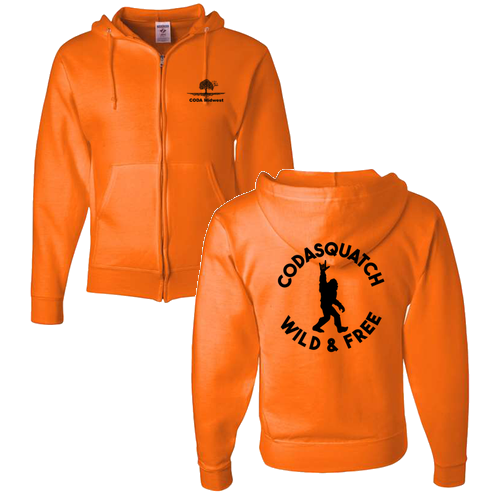 Mens/Unisex Jerzees Full Zip Hooded Sweatshirt -- Safety Orange