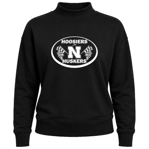 J America Ladies Dream Fleece Mock Neck Crew -- Black