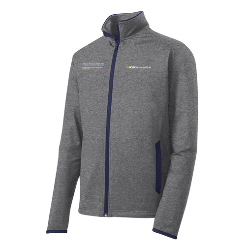 Sport-Tek Ladies Sport Wick Stretch Contrast Full Zip Jacket -- Charcoal Grey Heather / True Navy