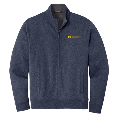Port Authority Interlock Full-Zip -- Estate Blue Heather / Charcoal Heather, $45