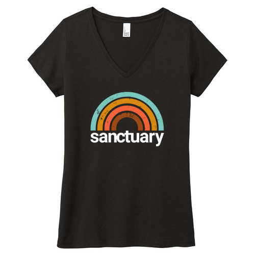 District Made Ladies Perfect Tri V-Neck Tee -- Black